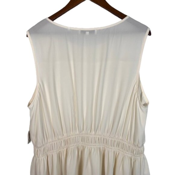 Lark & Ro Womens Blouse Top Sleeveless Ruching Feminine Ivory Plus Size XXL - Picture 9 of 12